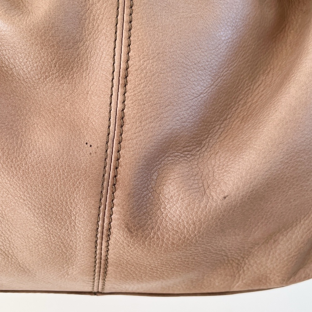 B. Makowsky Large Slouchy Boho Leather Light Brown Hobo Bag - Picture 13 of 16